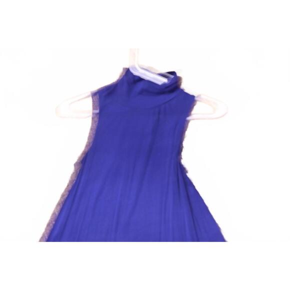 Sleeveless Blue High Neck Dress - Picture 2 of 7